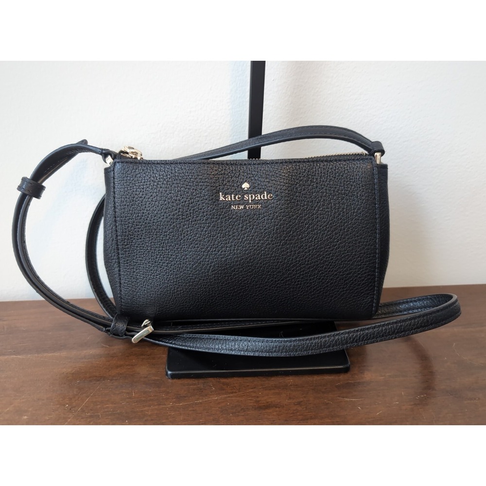 Kate Spade Leila Top Zip Crossbody Bag Black Leather